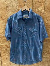 Vintage 90s western blue stripe short sleeve cowboy shirt size XXL by Ruddock